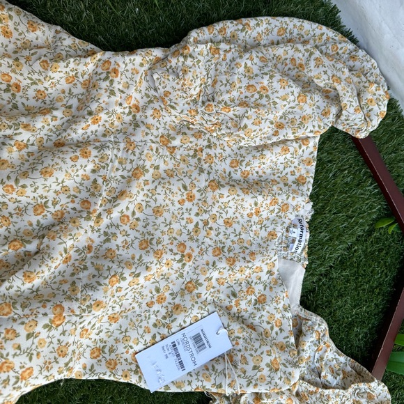 Reformation Bandit Floral Print Midi Dress Size 8 Lima yellow New with tag $278 - Picture 11 of 12